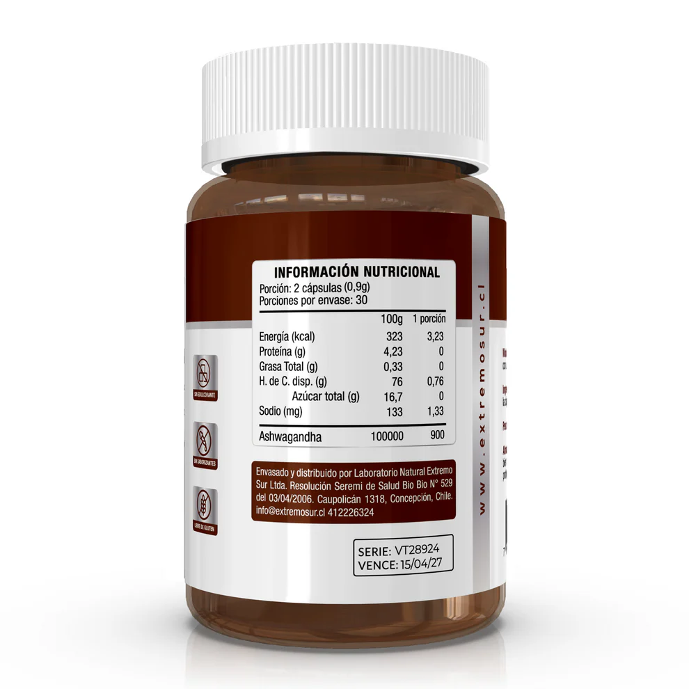 Ashwagandha (VITALITY+) 60 Capsulas EXTREMO SUR - Imagen 2