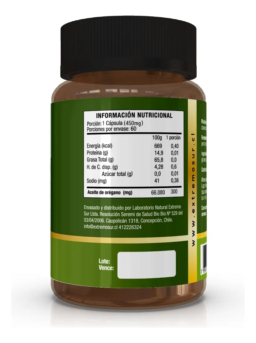 Aceite de Oregano 60 Capsulas EXTREMO SUR - Imagen 2