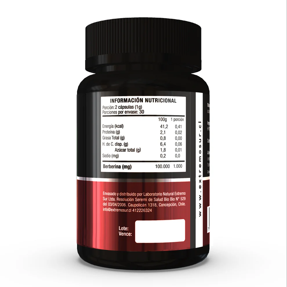 Berberina 500 mg 60 Capsulas EXTREMO SUR - Imagen 2